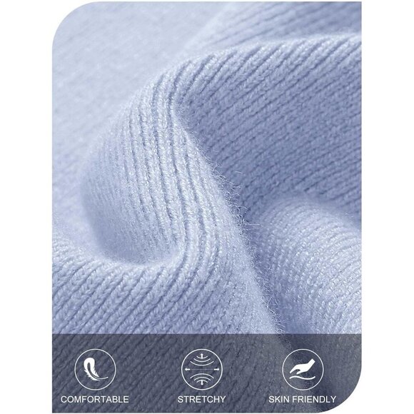 Women's Off Shoulder Bodycon Sweater Dress Long Sleeve Party Midi Dress Blue - Picture 5 of 9